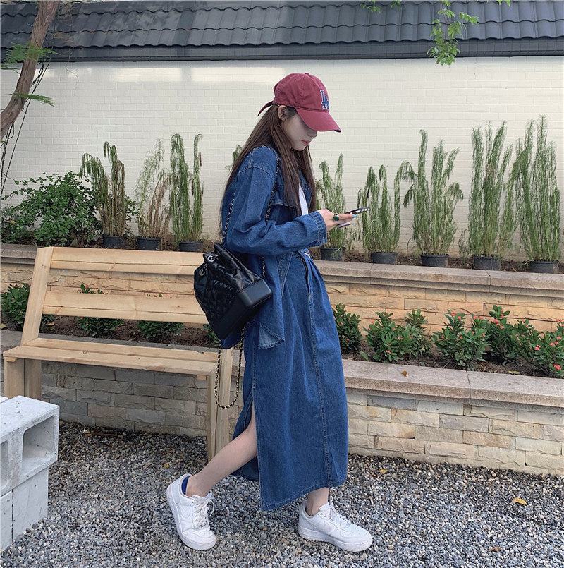 春デニムセットアップ♡シャツジャケットとスカートの可愛いコーデ S2382