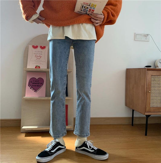 ハイウエストストレートデニムパンツ♡すっきり美脚シルエット S2523