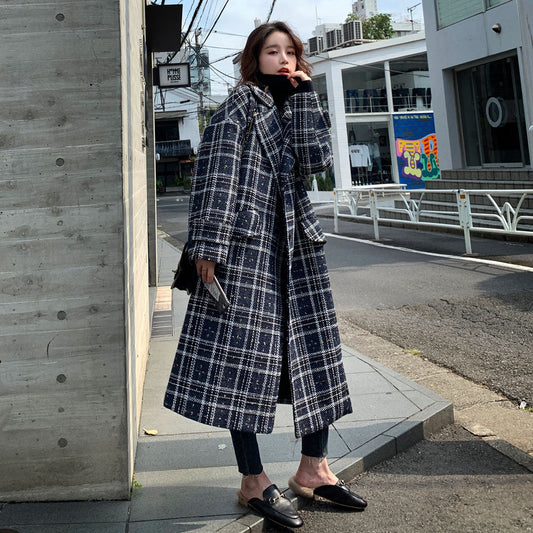 大人カジュアルなチェックロングコート S1212