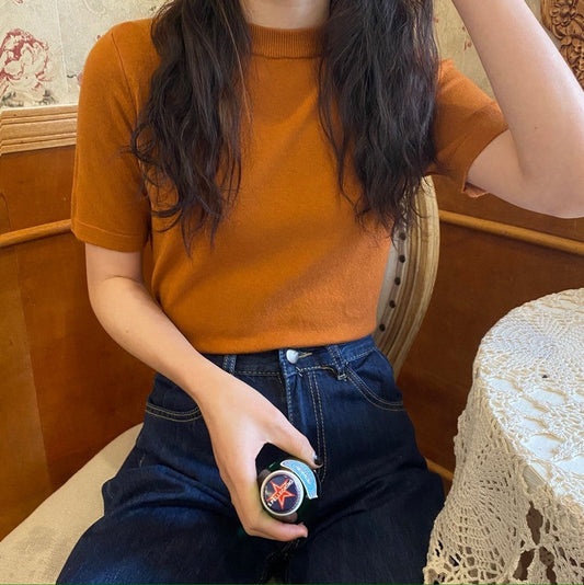 モックネックTシャツ ベーシックで着回し◎ S1165