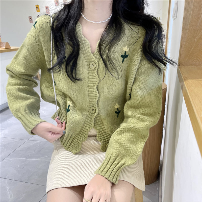 スカラップ刺繍カーディガン 〜大人可愛いニットでコーデアップ〜 S1806