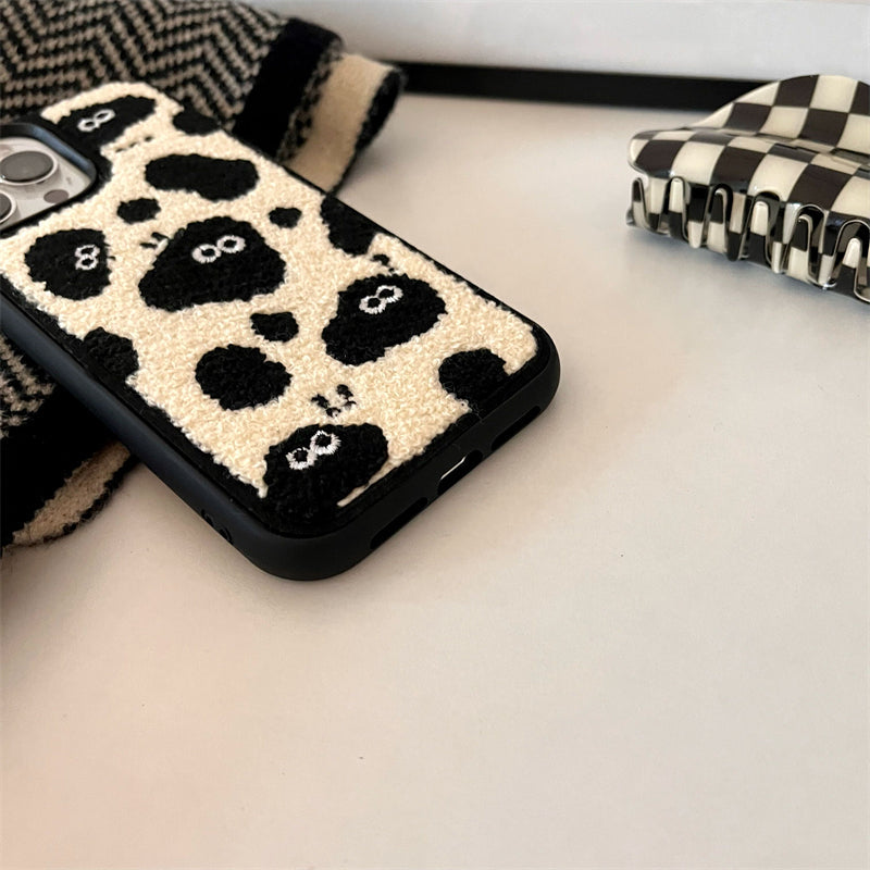 ふわふわボアのシープiPhoneケース♡モノトーン可愛い S2515