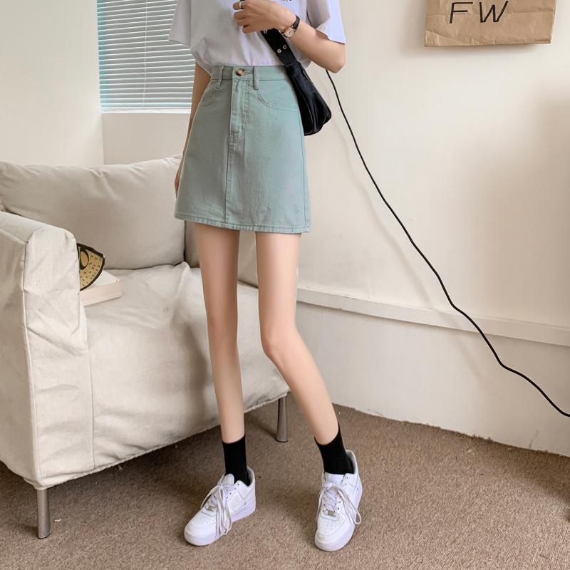 デニムAライン ミニスカート かわいい 着痩せ S2404