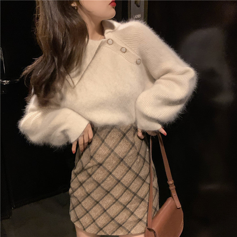 アシメ風モヘアライクニット♡ふんわり可愛い S1116