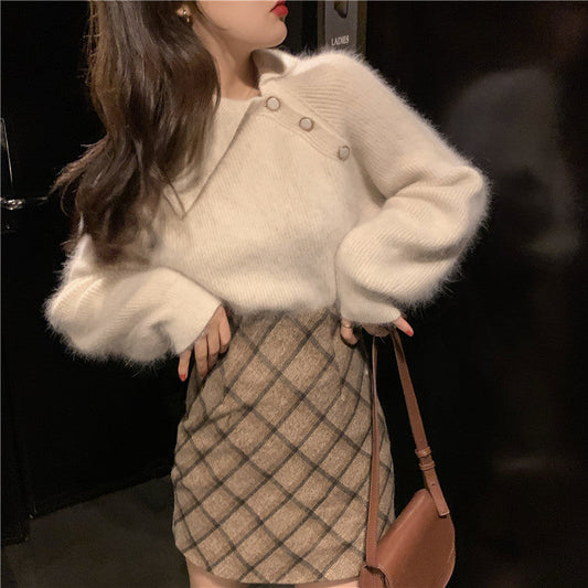 アシメ風モヘアライクニット♡ふんわり可愛い S1116
