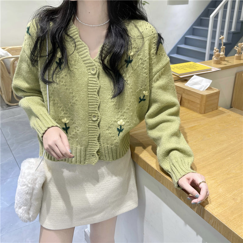 スカラップ刺繍カーディガン 〜大人可愛いニットでコーデアップ〜 S1806