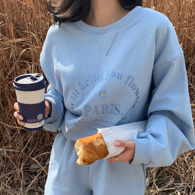 刺繍が可愛いオーバーサイズカットソーセットアップ S2175