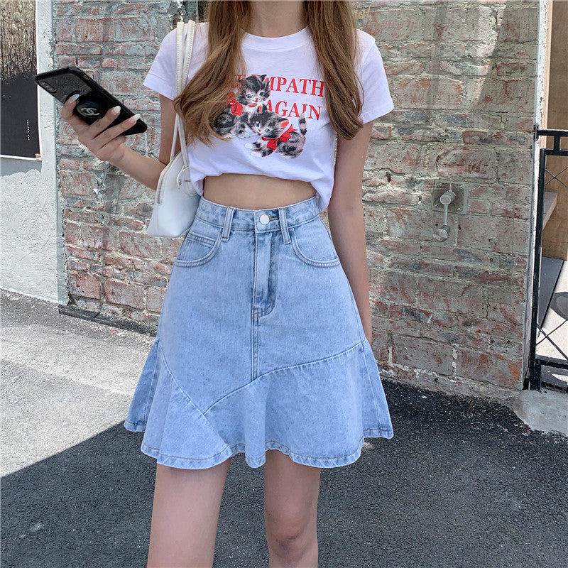 デニムAラインミニスカート フレアで可愛く♡ S2422