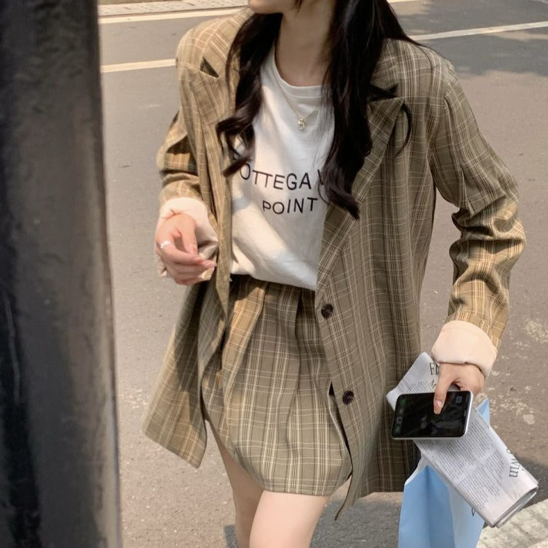 英国風チェックセットアップ♡ジャケット＆スカート S2156