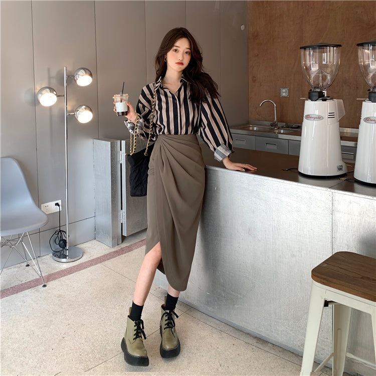 イレヘムロングスカート 大胆スリットで小柄さんもすっきり S2655