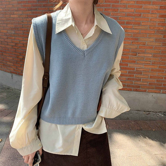 7色展開♡シンプルVネックベスト S2511