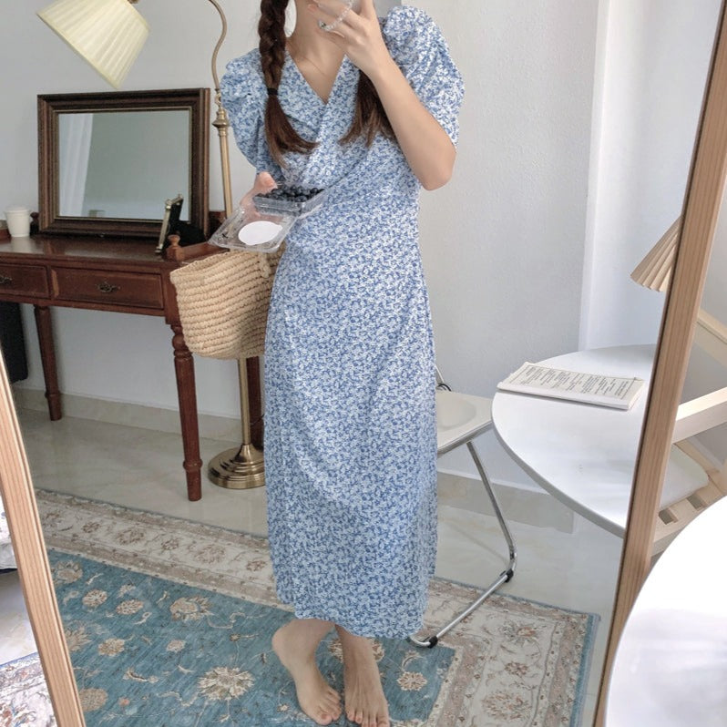 大人可愛い小花柄カシュクールワンピース S1834