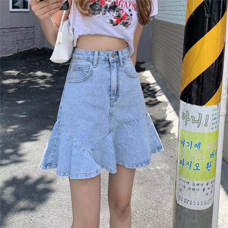 デニムAラインミニスカート フレアで可愛く♡ S2422