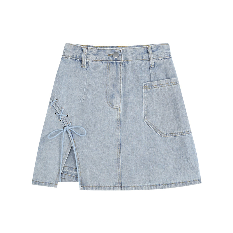 リボン付きデニムミニスカート♡ S2364