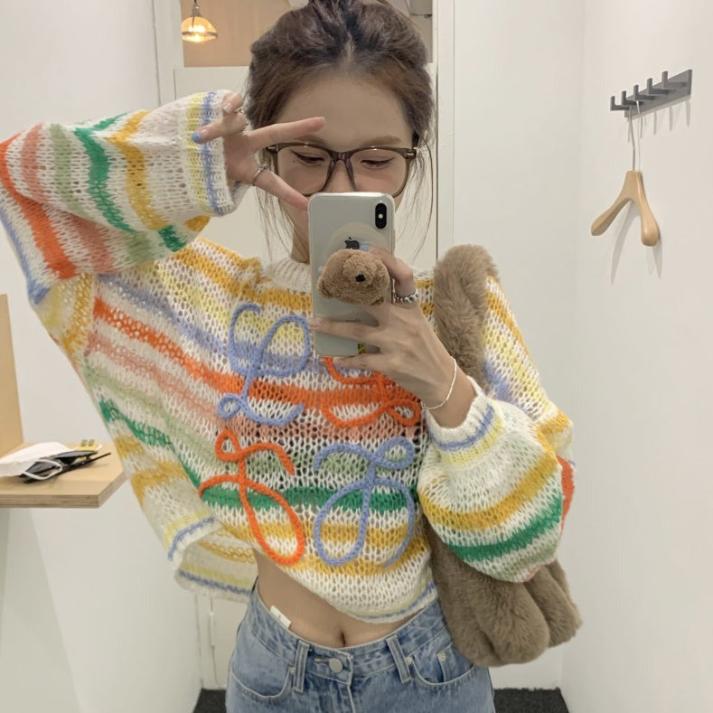 オーバーサイズ ボーダーニット ふんわりモヘア調♡ S2116