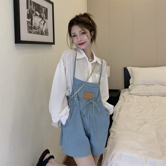 ストラップデニムサロペット+シャーシャツ【単品販売】 S2249
