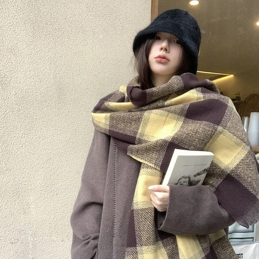 ビッグチェックのふんわり大判ストール♡ S1070