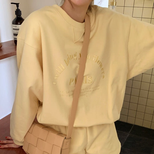 刺繍が可愛いオーバーサイズカットソーセットアップ S2175