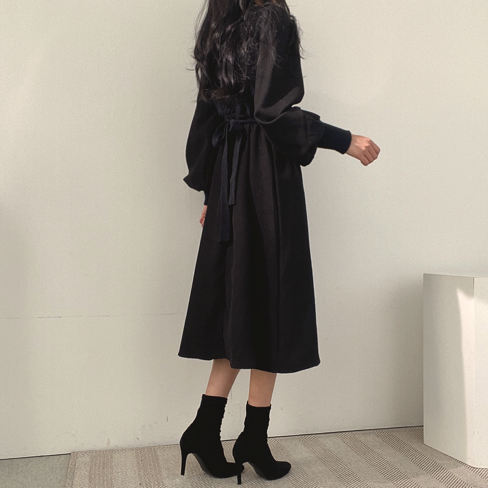カシュクール風ニットワンピース♡もこもこケーブル編み S1135