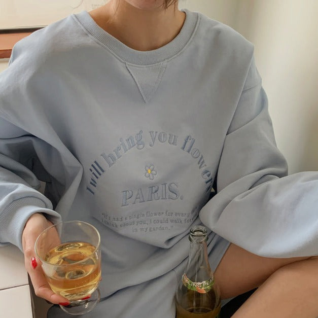 刺繍が可愛いオーバーサイズカットソーセットアップ S2175