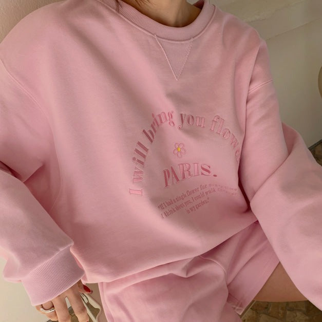 刺繍が可愛いオーバーサイズカットソーセットアップ S2175
