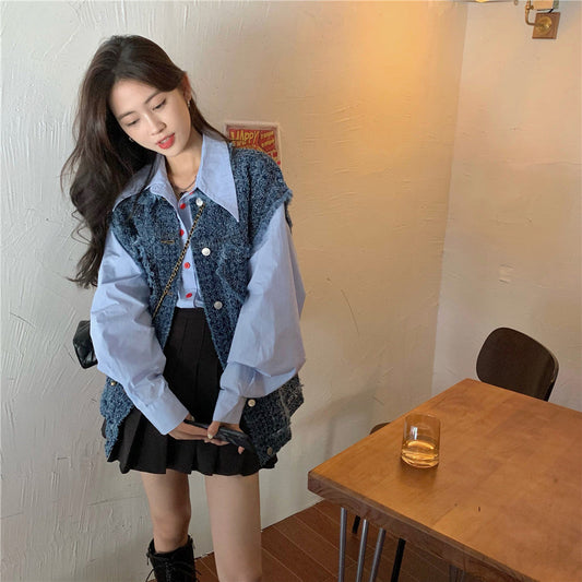 フリンジデニムベスト＆シャツセット【単品販売】 S2261