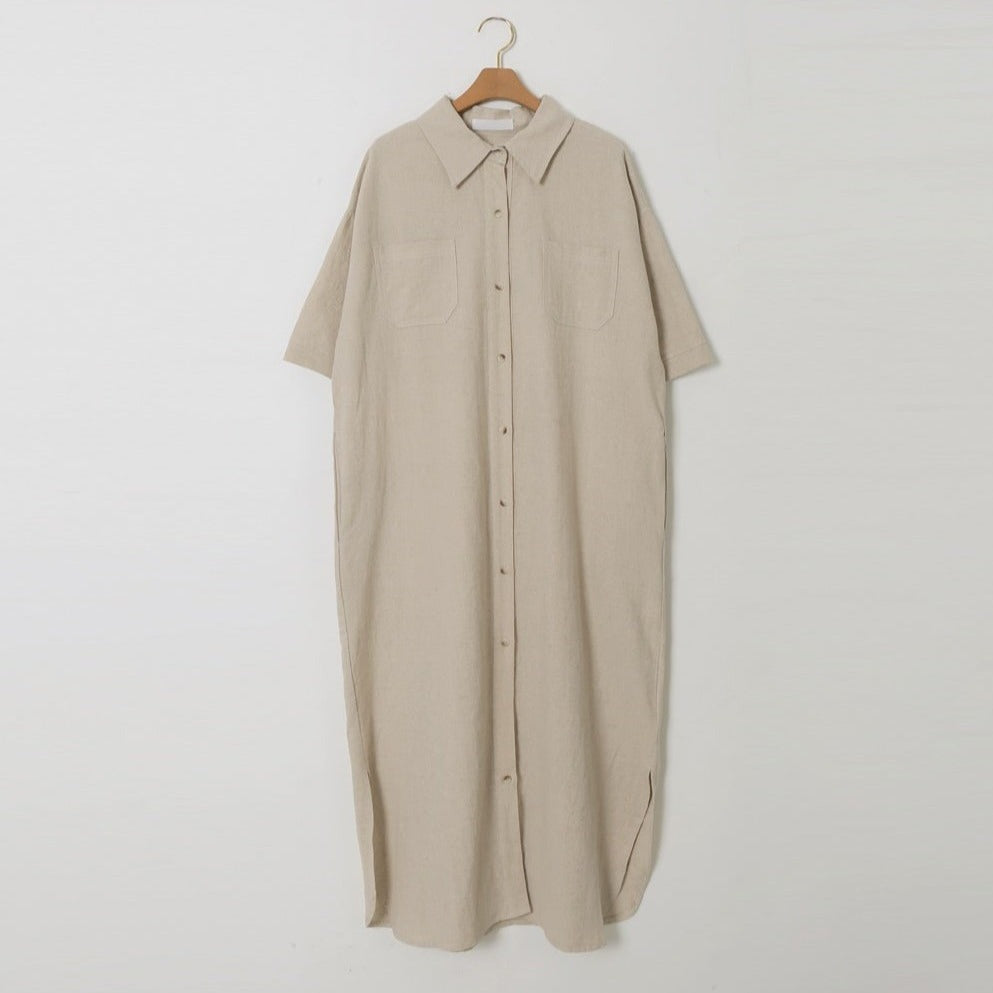 ロングシャツワンピース 夏のAラインで可愛く♡ S1791