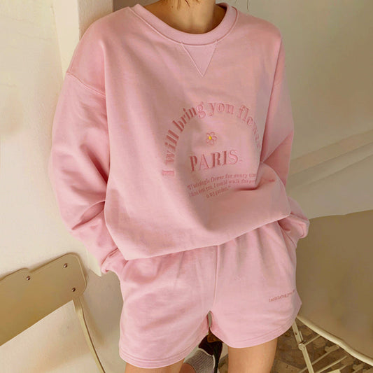 刺繍が可愛いオーバーサイズカットソーセットアップ S2175