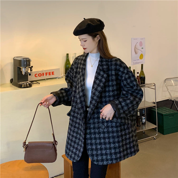 モノトーンチェックのミディアムコート♡シンプルで大人可愛い S1027