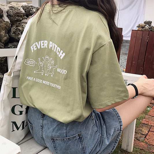 フロント＆バックプリントTシャツ カジュアル可愛い S1493