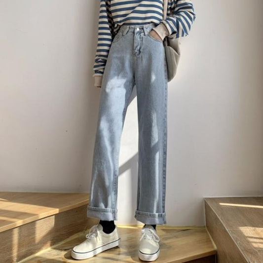 ストレートデニムパンツ シンプルで着回しやすい定番アイテム S2858
