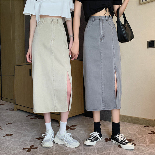 ハイスリットカラーデニムスカート♡おしゃれなデニムスカート S2847